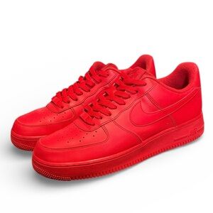 Nike Air Leather Vibrant Triple Red Air Force 1 Mens Sneaker Size 9.5 CW6999-600